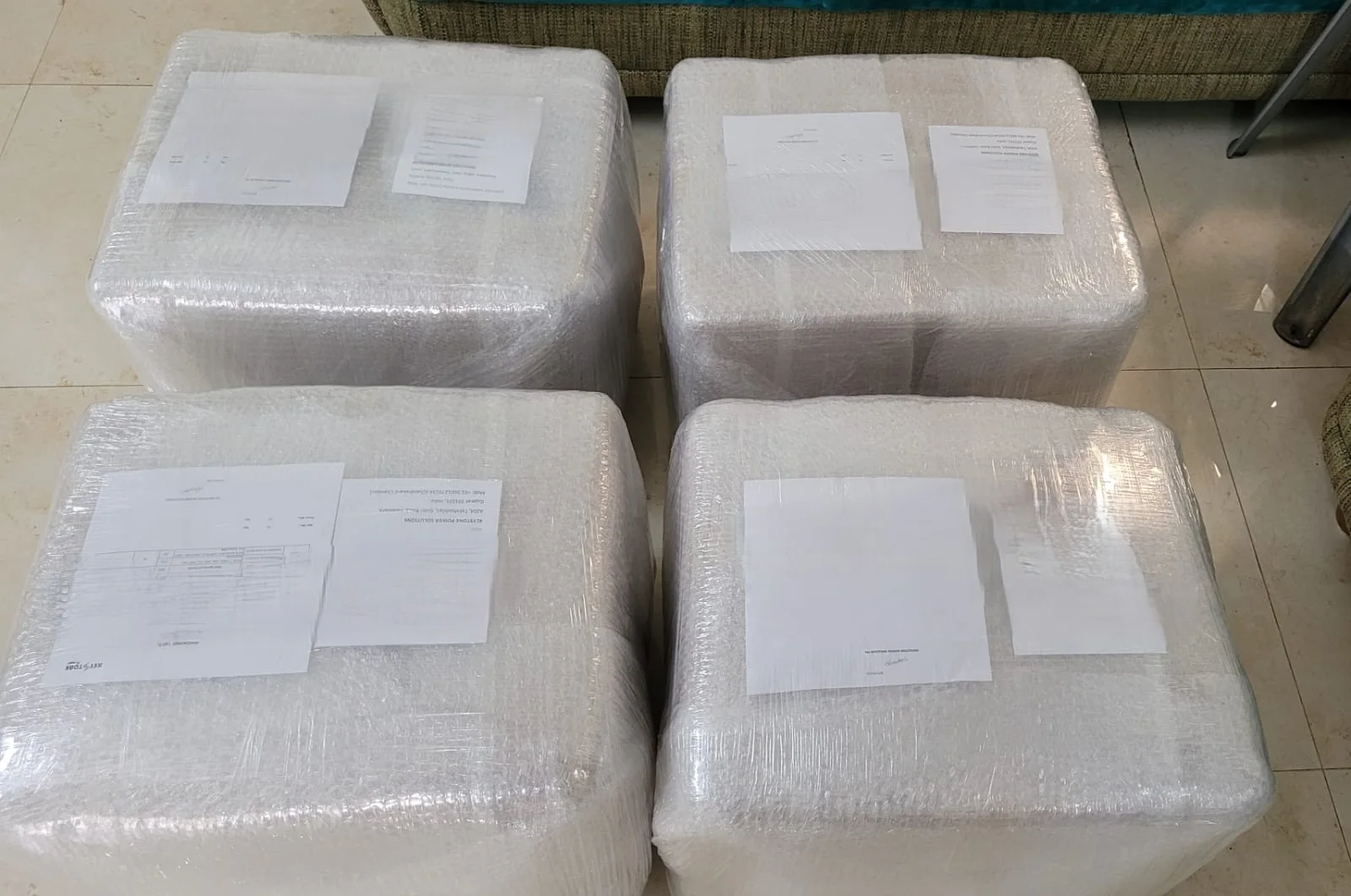 Components protected with foam packaging