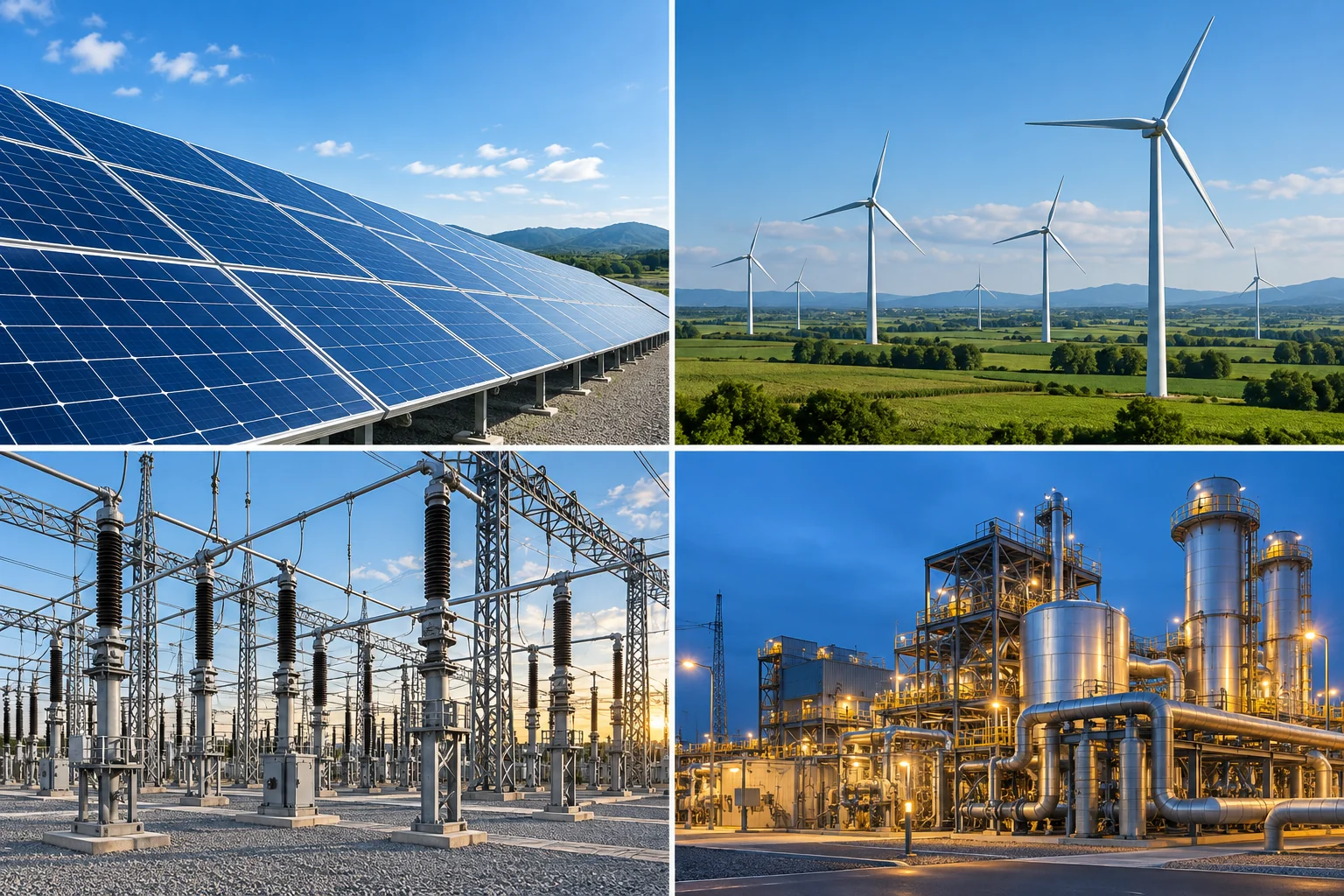 Solar energy, wind power, electrical transmission and industrial applications